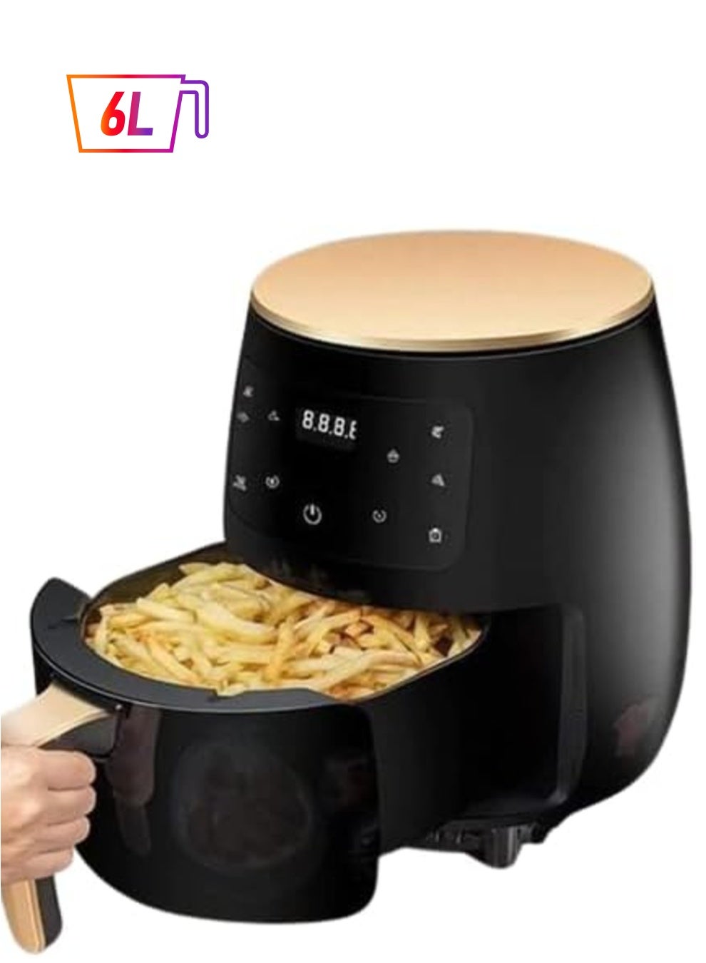 Compare 6L OilFree Electric Air Fryer – Large Capacity NonStick Fryer for French Fries, Sweet Potatoes & More – Fat Reduction & Preset Cooking for 45 People at KSA Price