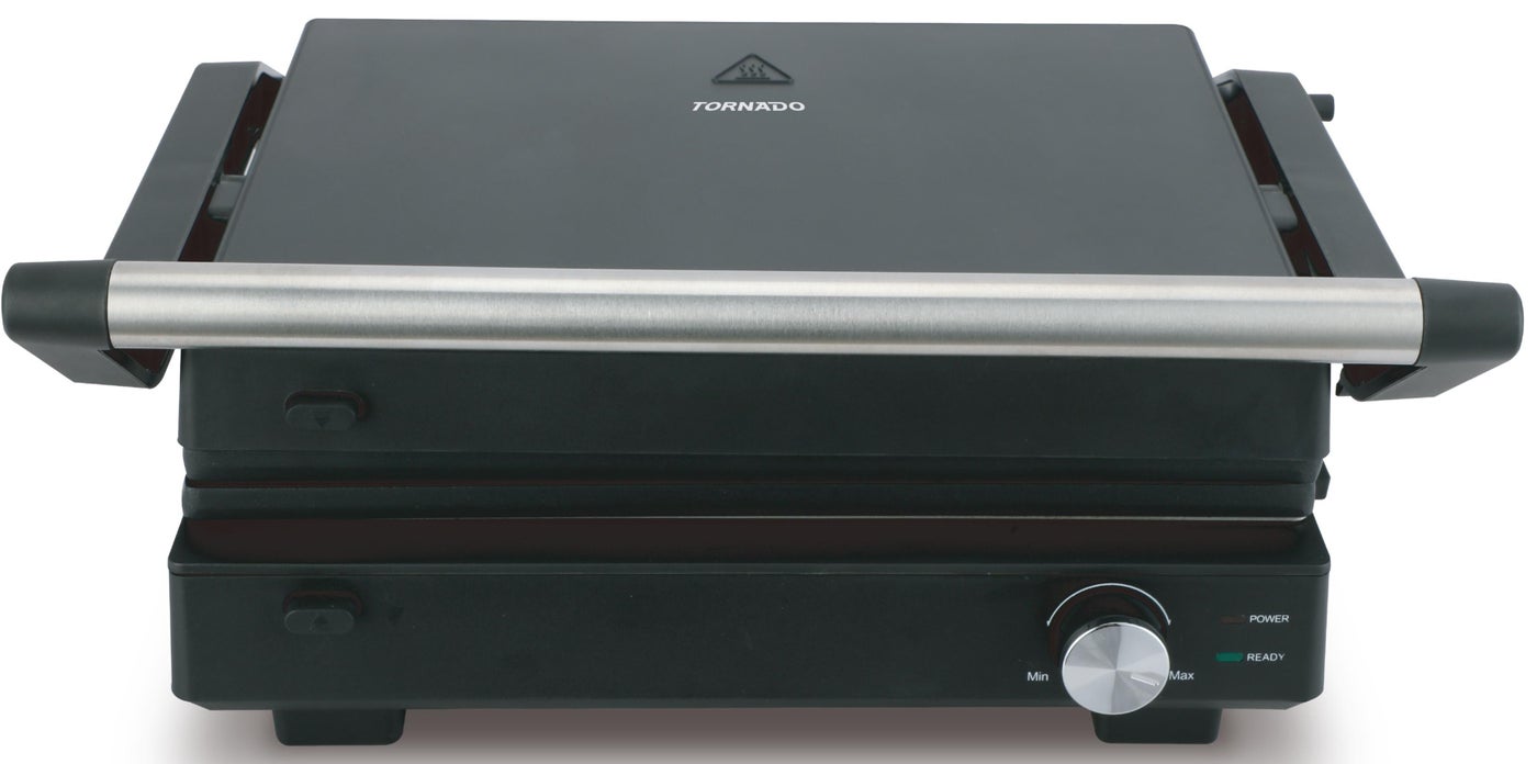 Compare Tornado Electric Grill NonStick with Removable Drip Tray, 1800W, Plate Size 29×23cm, TGC5408GS at KSA Price