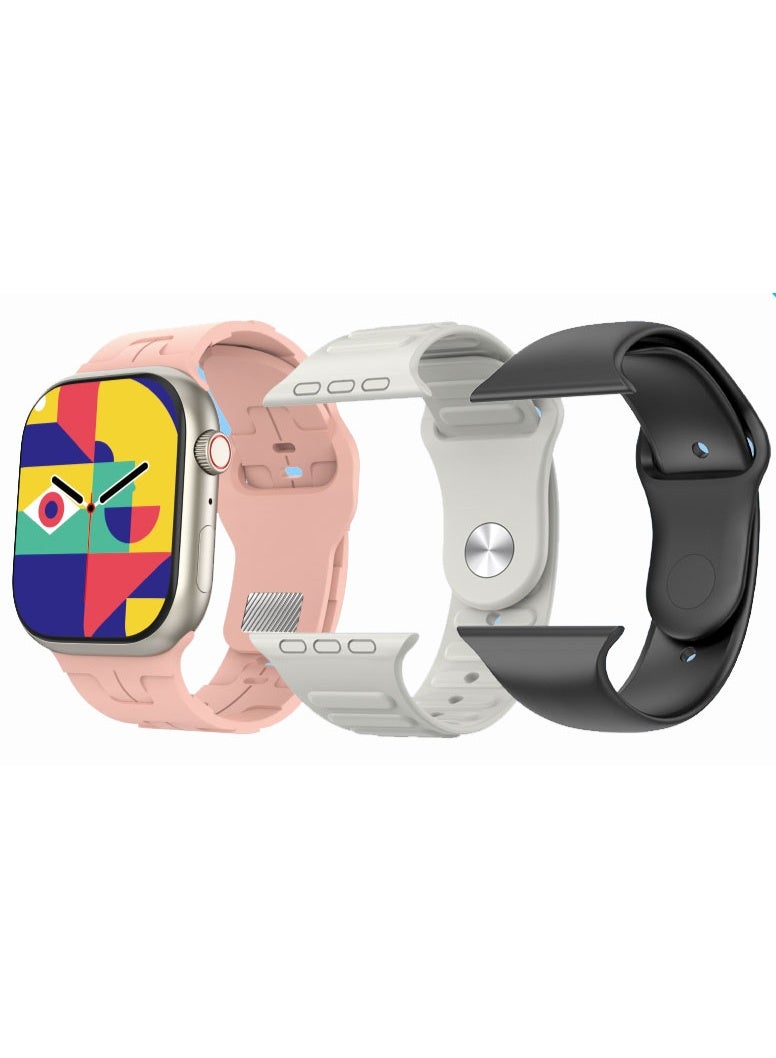 Compare Modio SM06 Smartwatch with SIM Card Support 3 Interchangeable Straps and Wireless Charging For Ladies and Gents at KSA Price