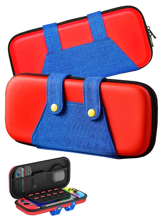 Compare Carrying Case for Nintendo Switch 2,Hard Shell Travel Bag,Portable Waterproof Storage Pouch with Red and Blue Strap Design,Holds 10 Game Cards,Durable Protective Case for Switch 2 for Travel at KSA Price