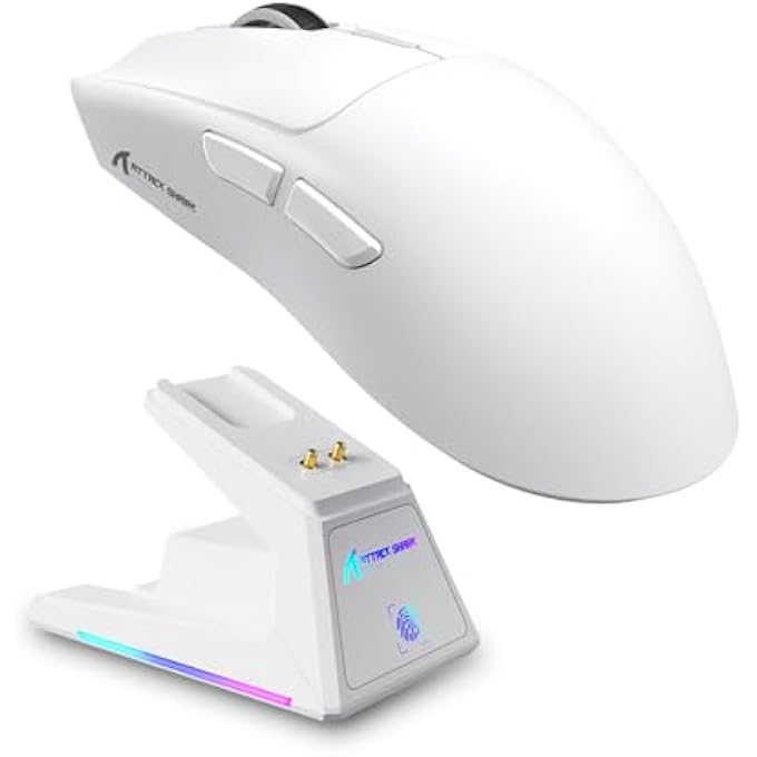 Compare ATTACK SHARK X1 WIRELESS GAMING MOUSE WITH RGB CHARGING DOCK, PAW3395 PRO SENSOR UP TO 40K DPI,53G ULTRA LIGHT TRIMODE COMPUTER MICE,1KHZ POLLING RATE 5 PROGRAMMABLE BUTTONS FOR WINMACWHITE at KSA Price