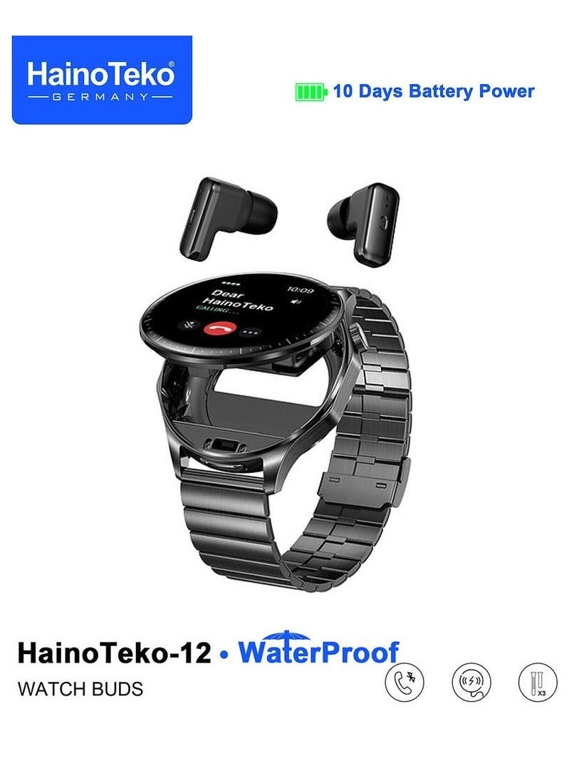 Compare Mens Waterproof Smartwatch with Integrated Wireless Earbuds, AMOLED Display, 3 Strap Options, and Charging Cable  Black Design at KSA Price