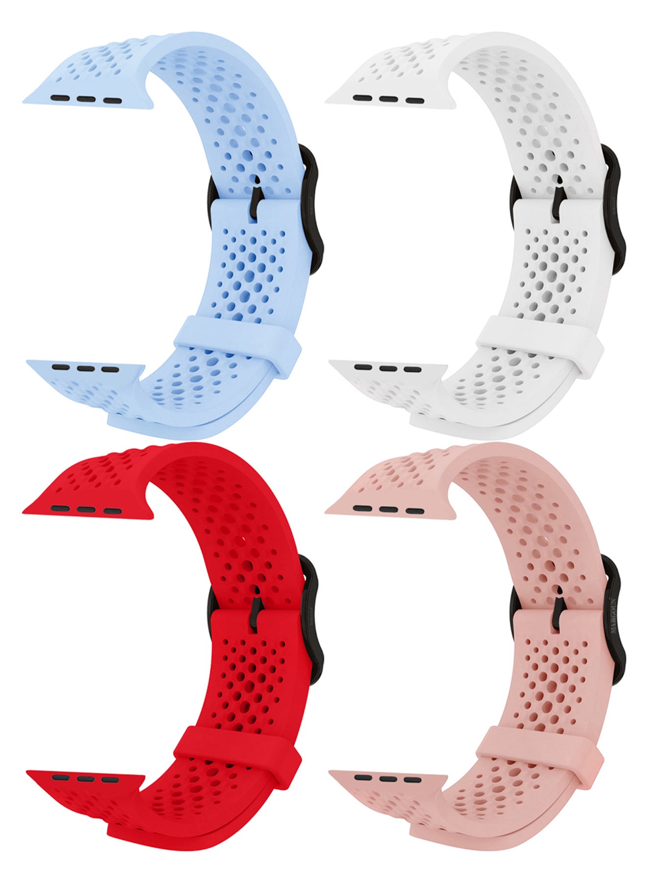 Compare 4Packs 49mm45mm44mm42mmSeries10 Sport Silicone Watch Band Compatible with Apple Watch Series 987654321 & SE – Breathable Soft Strap with Buckle Multicolour13 at KSA Price