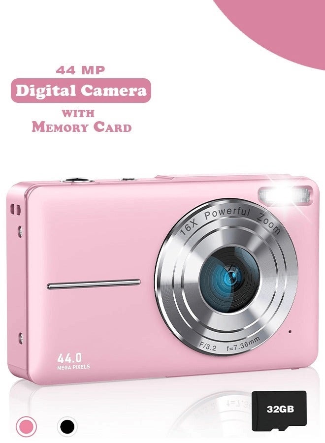 44MP HD Digital Camera with 32GB Card, Compact…