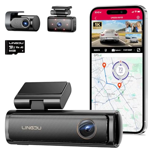 LINGDU AM100 5GHz WiFi 3 Channel Dash Cam, 4K…