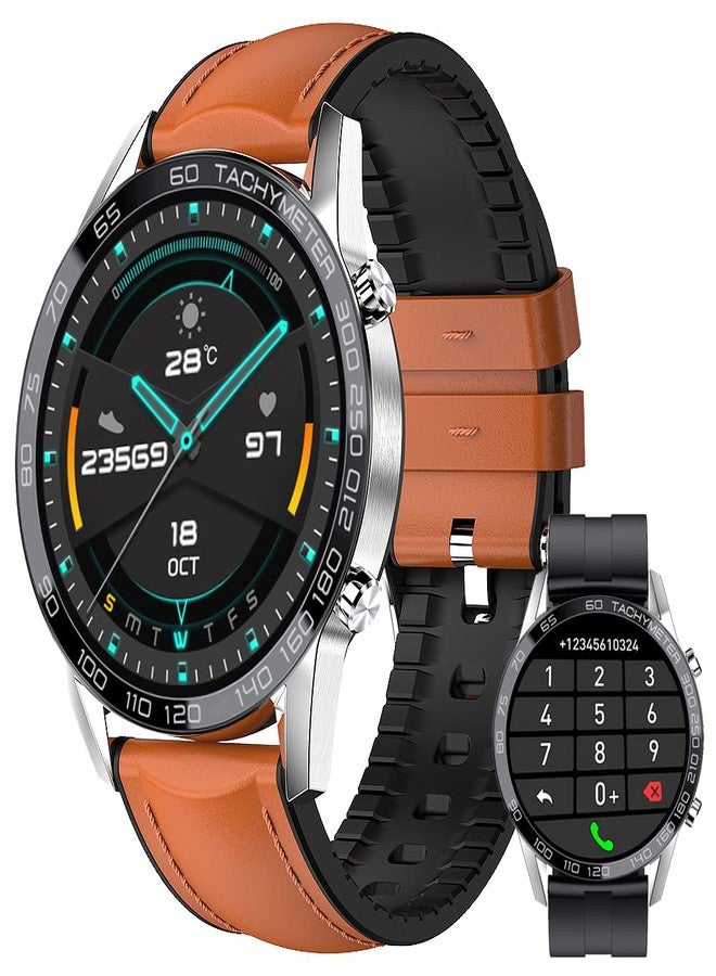 Compare FILIEKEU Leather Men Smart Watch for Android iOS, Bluetooth Calls Voice Chat with Heart Rate Fitness Tracker, 1.3 Full Touch Screen IP67 Waterproof Silicone Activity Tracker for Men at KSA Price