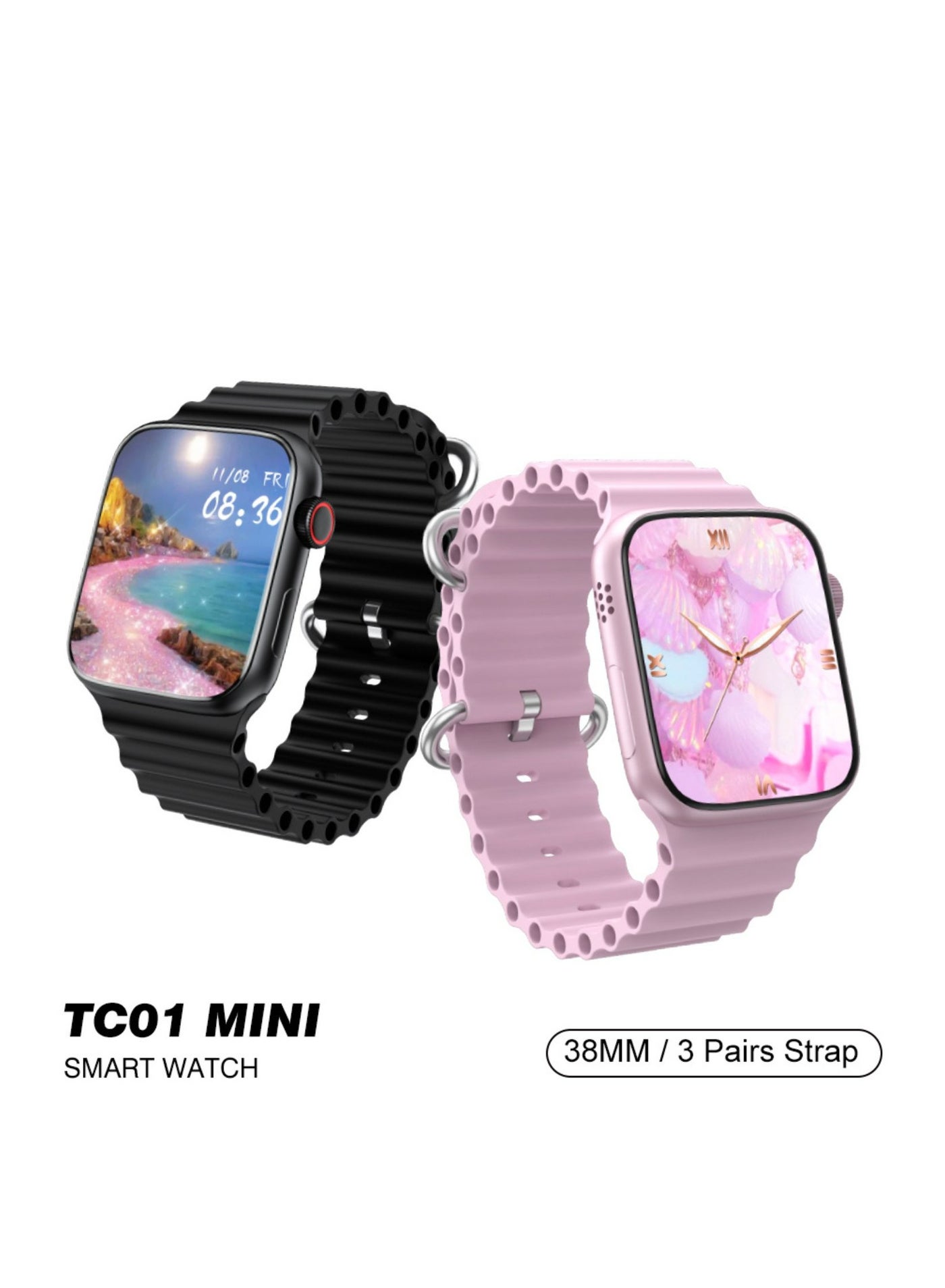 TC01 Mini Smart Watch with 38mm HD Touch Display,…
