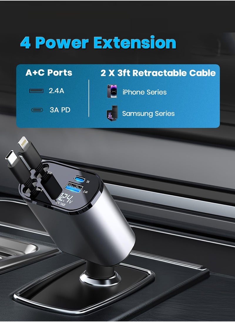 Compare 1224V 120W Fast Car Charger with Retractable Charging Cable Fast Car Power Adapter PD20W for iPhone Type C 40W Car Bluetooth USB Charger Plug with iPhone,Samsung,Galaxy,Huawei,Xiaomi at KSA Price