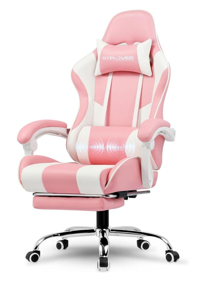 Compare GTPLAYER #1USA Ergonomic Gaming Chair with USB Massage Cushion, Footrest & Armrests – PU Leather Computer Video Game Desk Chair with Adjustable Lumbar Support & Headrest for Gaming & Office Pink pink at KSA Price