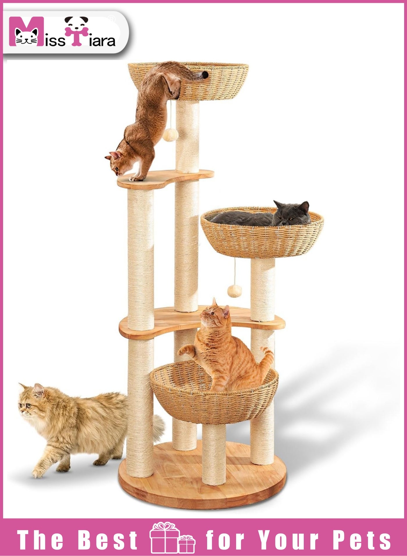 Modern Cat Tree Tower for Indoor Cats Solid…