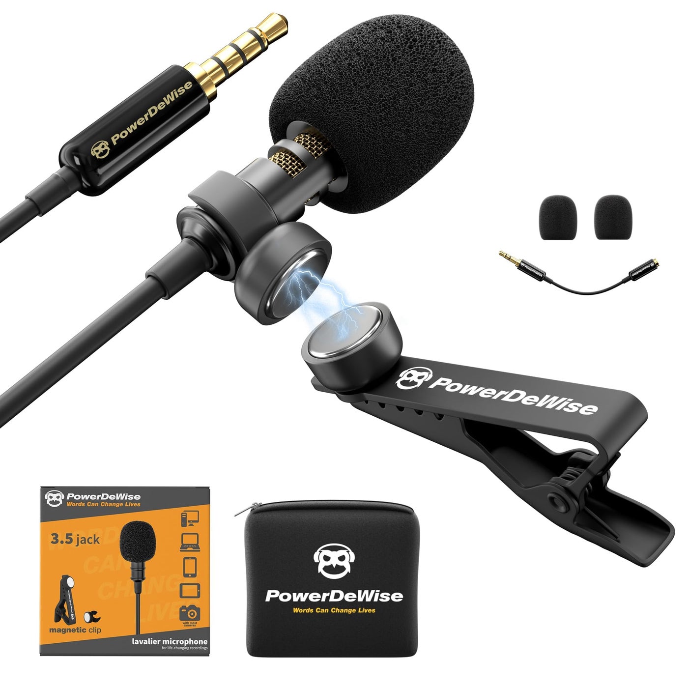 Compare PowerDeWise Professional Grade Lavalier Clip On Microphone  Lav Mic for Camera Phone iPhone GoPro Video Recording ASMR  Small Noise Cancelling 3.5mm Tiny Shirt Microphone with Easy Clip On System at KSA Price