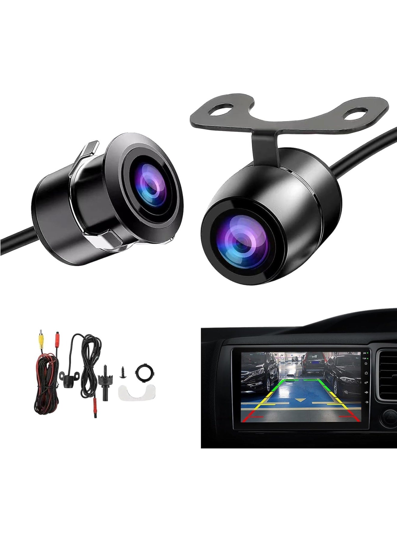 Compare Car Reversing Camera, 170° Wide Angle Back Up Camera for Cars, Hd Night Vision Navigation Reversing Image Camera, Waterproof Shockproof Camera with 2 Installation Options, Universal Cars, Black at KSA Price