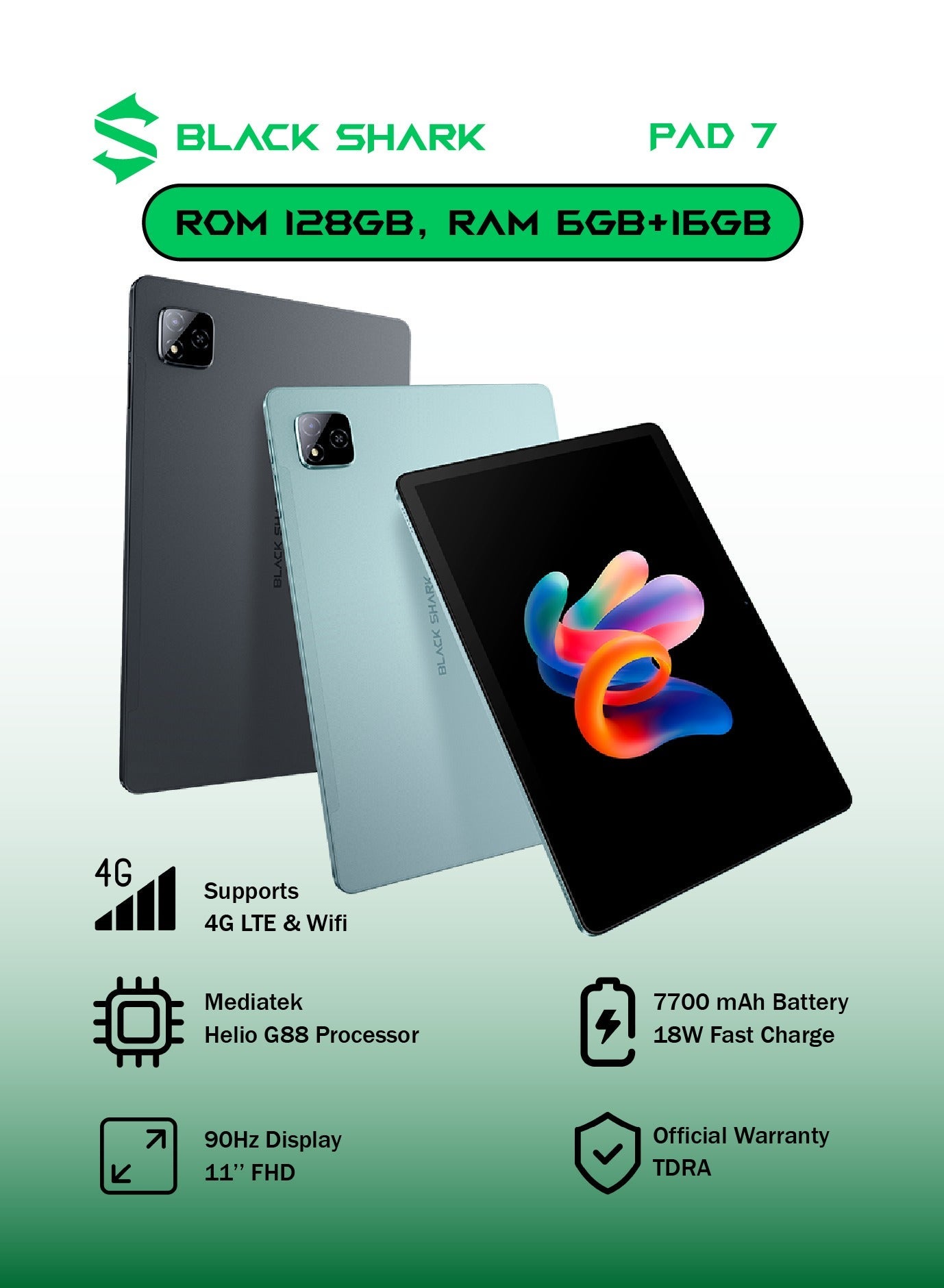 Compare Black Shark Pad 7 RAM 6GB+16GB Wifi ROM 128GB 11’’ FHD+ 90Hz Display Supports 4G LTE & Wifi Grey at KSA Price