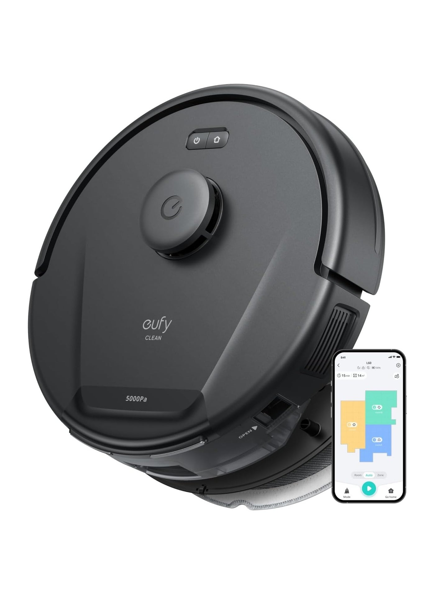 Compare L60 Hybrid Robot Vacuum Cleaner With Mop, Ultra Strong 5,000 Pa Suction To Remove Hair, Dust, iPath Laser Navigation, For Deep Floor Cleaning, Ideal For Hard Floors 50 W T2268V11 Black at KSA Price