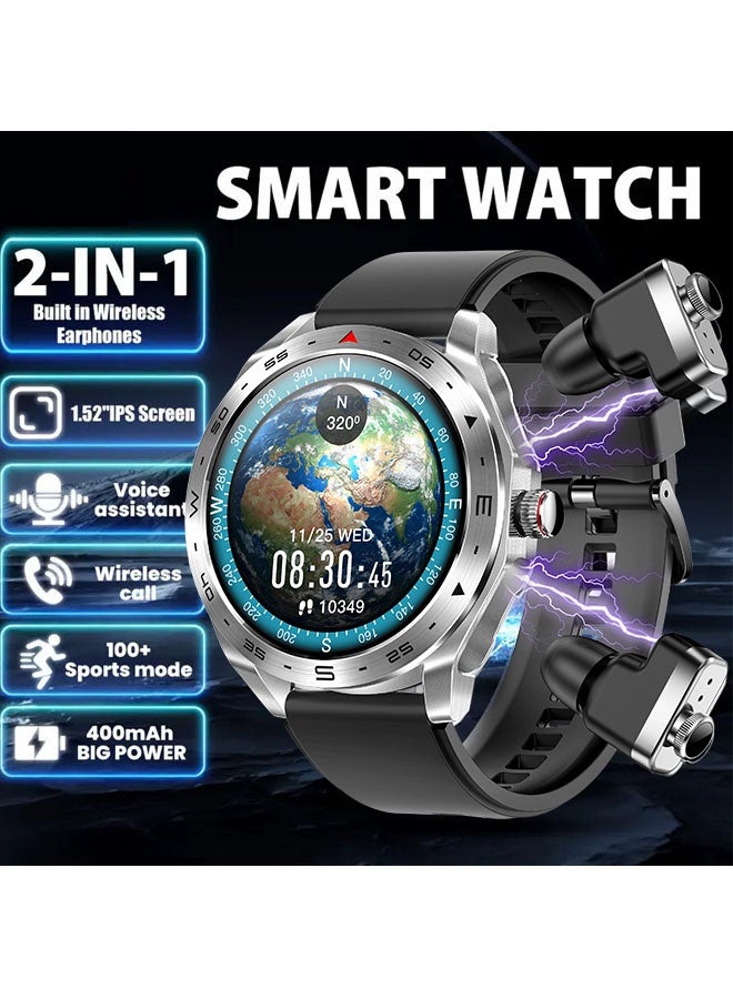 Men's Smart Bluetooth Watch with Wireless Earbuds,…