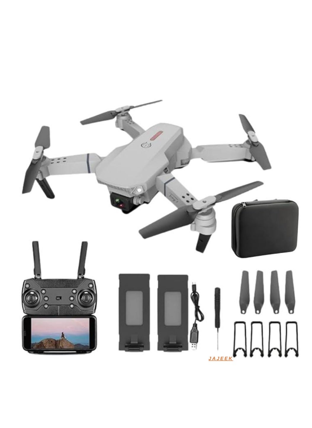 Compare Foldable Quadcopter Drone with 360° Roll, Dual HD Camera, 150m Range, 2530 Min Flight Time, Speed Control, Gesture Manipulation, Optical Flow & Avoidance, Includes 2 Batteries, Grey at KSA Price