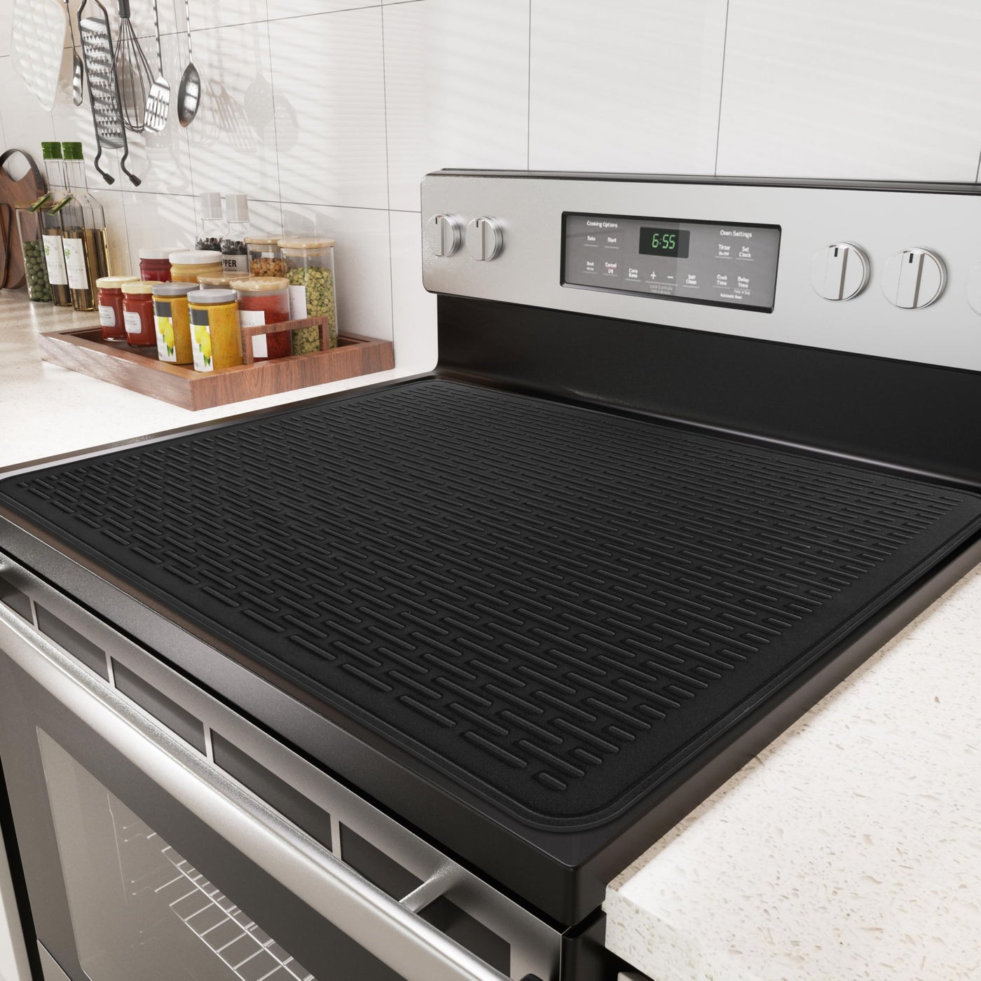 Compare Stove Top Cover for Electric Stove Food Grade Ceramic Stove top CoverSilicone XXL Dish Drying Mat Glass Cooktop Covers Flat RV Range top Mats Black28x20 at KSA Price