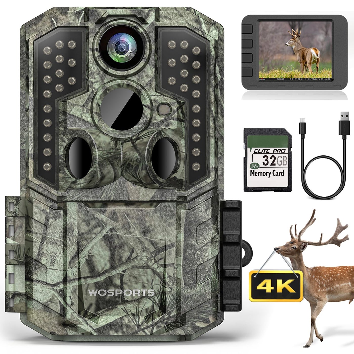 WOSPORTS Trail Camera,48MP 4K 0.2S Trigger Motion…