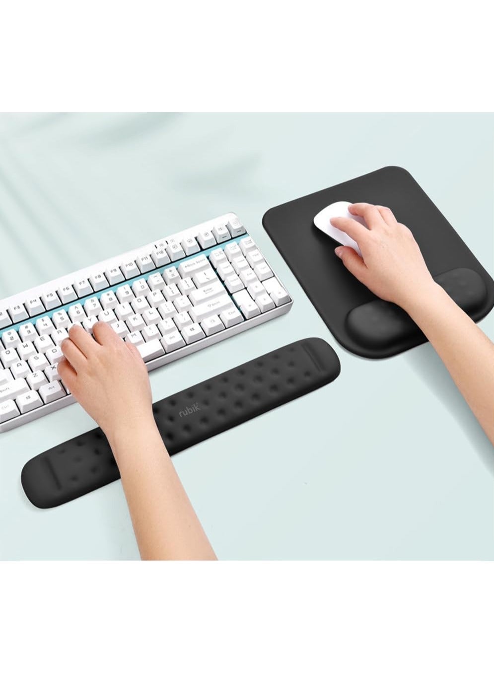 Wrist Support Mousepad with Keyboard Rest Pad, Large…