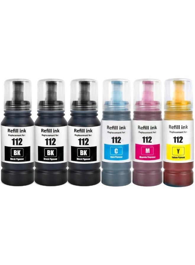 Compare NexNova 112 Pigment Ink Refill Bottle Set, 6Pack, 3 Black and Cyan Magenta Yellow at KSA Price