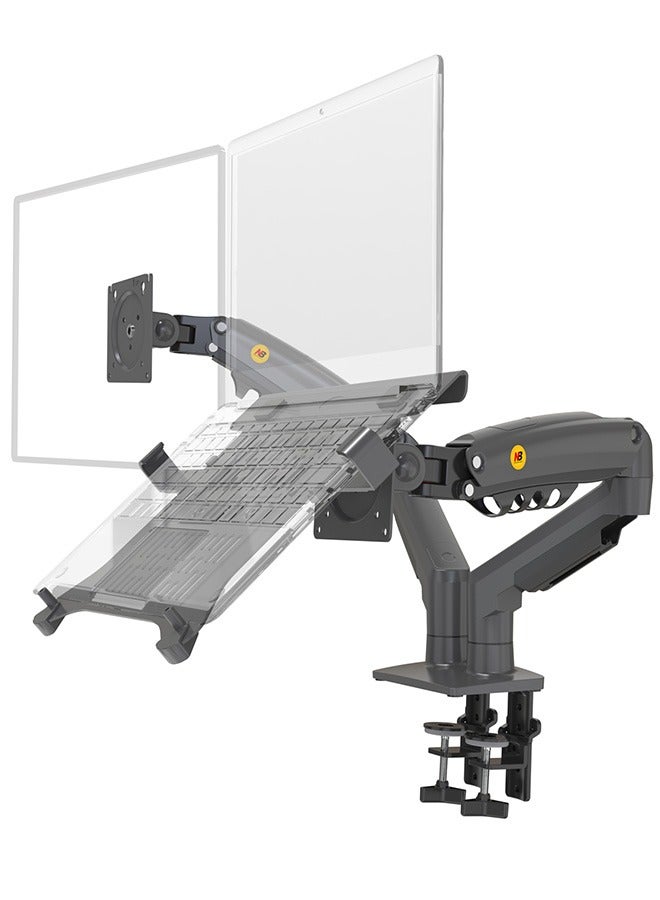 Compare Laptop Mount with Adjustable Tray for 1017”Notebook, Full Motion Arm with VESA Plate for 1730”Monitor,Clampon Grommet Mounting F160FP Black at KSA Price