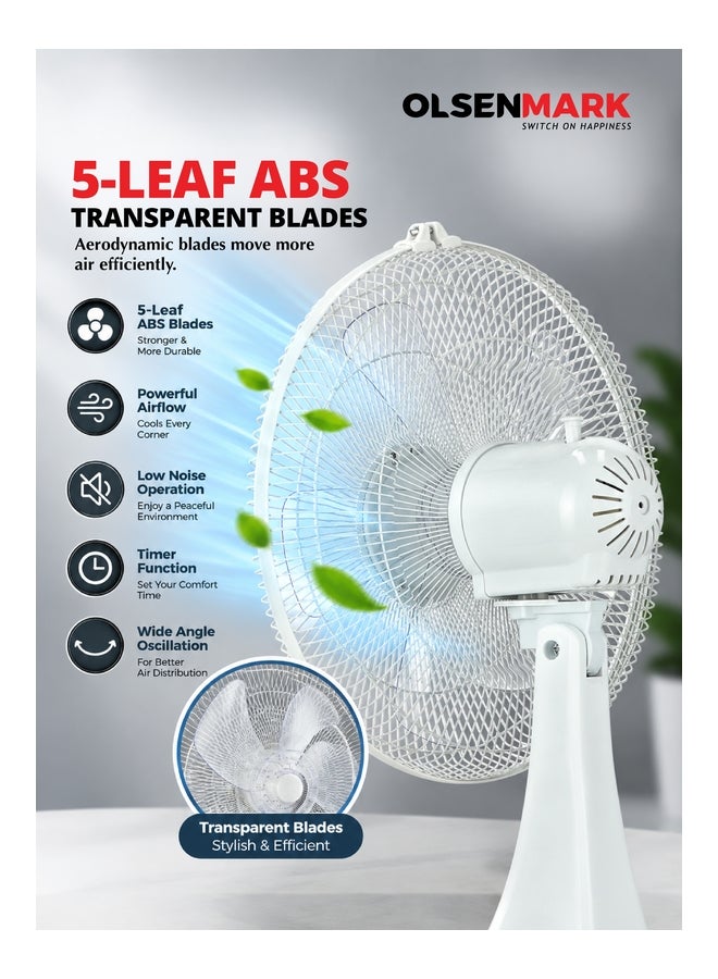 Compare 16 Inch Table Fan with 3 Speed Control, Powerful Super Quiet Motor, Wide Range Oscillation, Poly Coated Safety Grill & High Air Flow 70 W OMF1699F Black OMF1699 Black at KSA Price