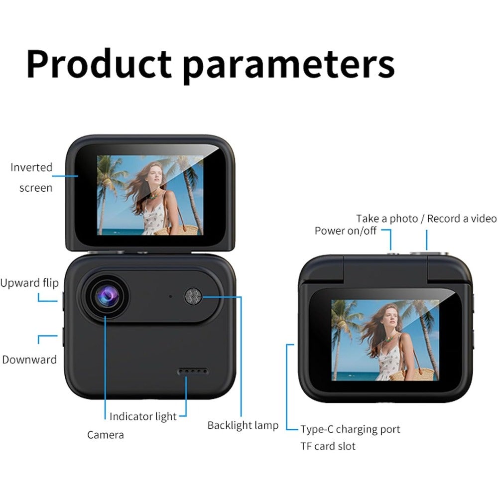 Compare 1080P Action Camera, Travel Mini Body Cam for Live Streaming Cycling Skiing Hiking, Portable Cam with Flip Screen 143 Degree Wide Angle Anti Shake for Enthusiasts at KSA Price