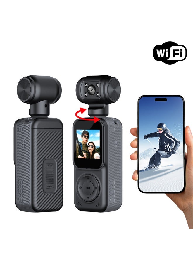 Compare 2K HD Portable Handheld WiFi Camera – Mini Clipon Sports DV Outdoor Video Recorder with 180° Rotating Lens, Loop Recording, Long Battery Life, and App Control for Phone Viewing at KSA Price