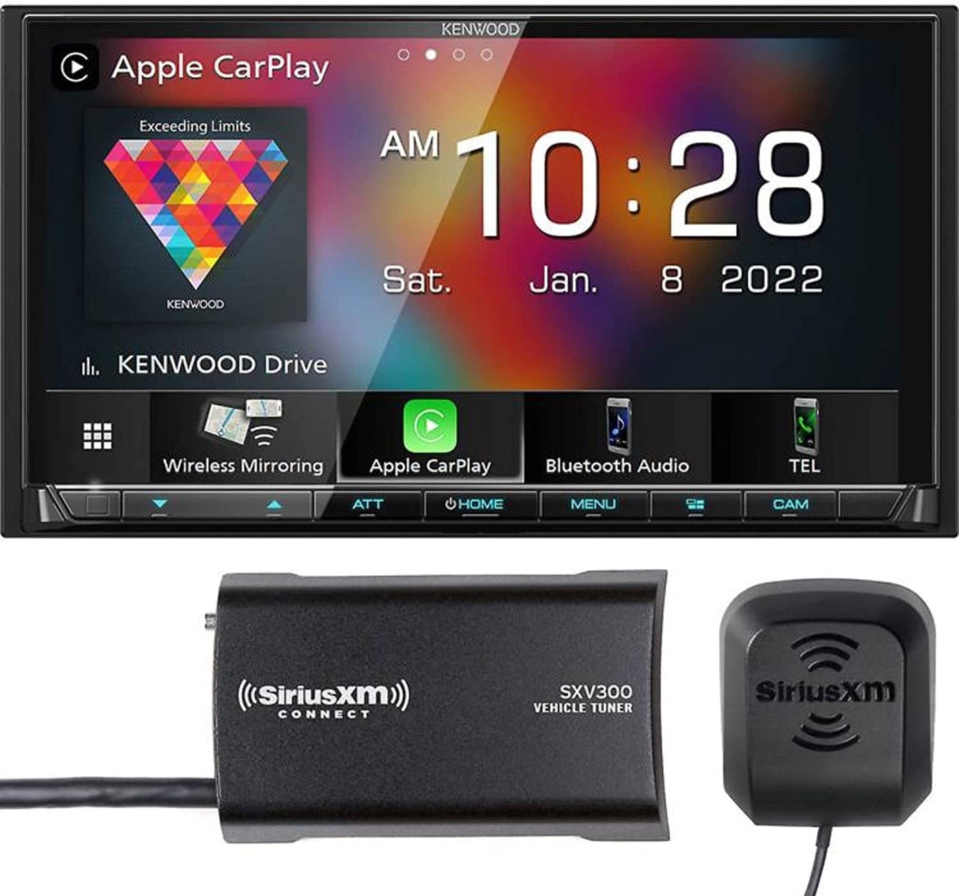 Compare KENWOOD DMX9708S 6.95Inch Capacitive Touch Screen, Car Stereo, Wired and Wireless CarPlay and Android Auto, Bluetooth, AMFM Radio, MP3 Player | Plus SiriusXM SXV300V1 Satellite Radio Vehicle Tuner at KSA Price