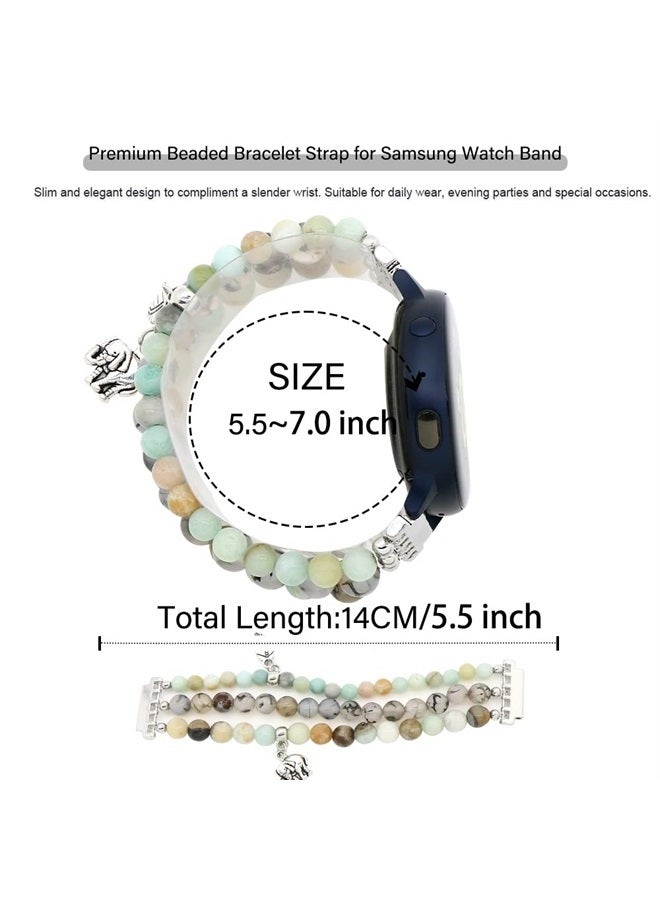 Compare Beaded Band Compatible with Samsung Galaxy Watch 4 Band 40mm 44mmGalaxy Watch Active 2 BandGalaxy Watch 5Galaxy Watch 5 Pro 45mm, 20mm Natural Stone Bracelet Replacement Band for Women at KSA Price