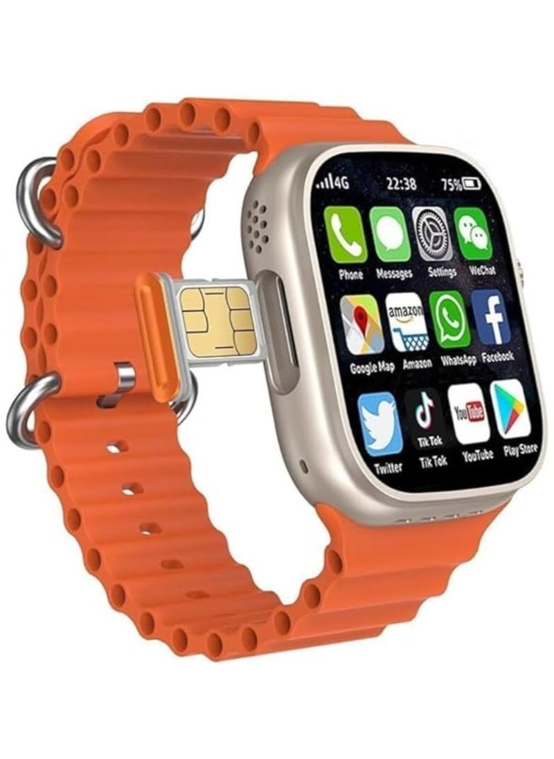 Compare 4G Ultra Max Android Smart Watch with HD 2.2Inch Full Touch Screen – Cellular Connectivity for Calls & Messages – Comes with 3 Stylish Straps & Wireless Charger – Orange Color – 4GB RAM & 64GB ROM – Perfect Smartwatch for Men & Boys with Long Batter at KSA Price