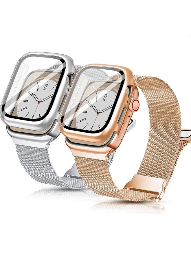 Compare 2 Pack Mesh Loop Magnetic Band Compatible with Apple Watch Band with 44mm Case, Stainless Steel Milanese, Adjustable and Comfortable Band for Apple Watch Band Series SE, Series 654 44mm at KSA Price