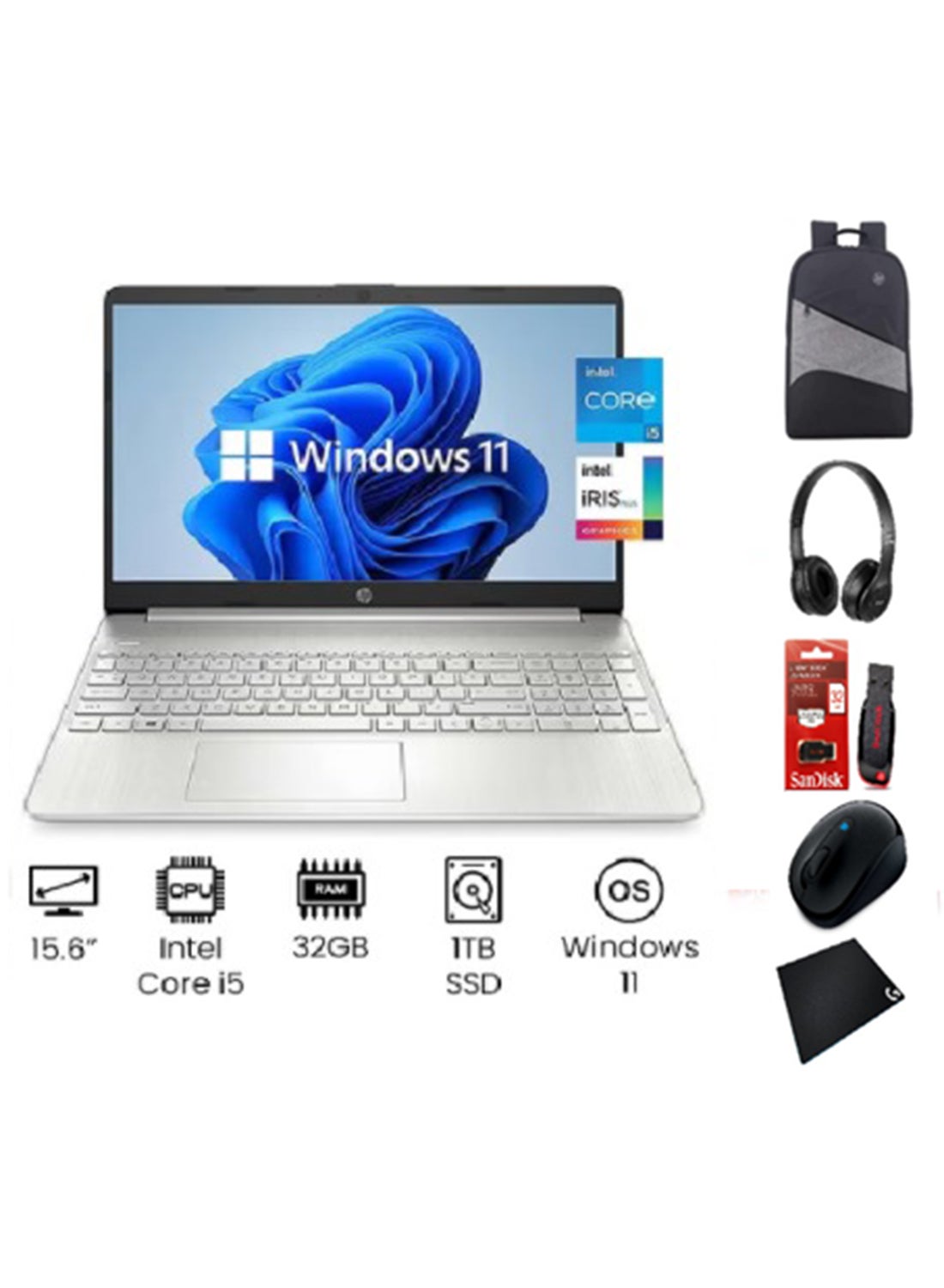 Compare Newest 2024 Slim 15Upgraded Version Laptop Professional & Business Upgraded Version Laptop With 15.6Inch FHD Display, Core i51135G7 Processor32GB DDR4 RAM1TB SSDIntel Iris Plus GraphicsWindows 11 FREE accessories EnglishArabic Si at KSA Price