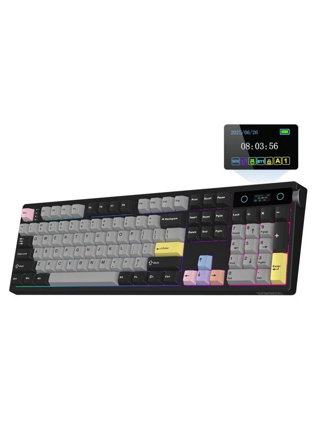 Compare TH108 PRO Full Size Mechanical Keyboard with Screen & Knob, Wireless Gaming Keyboard with 10000mAh, Creamy Gasket, Hot Swap, Custom Driver, RGB Backlight Black, Sea Salt Silent at KSA Price