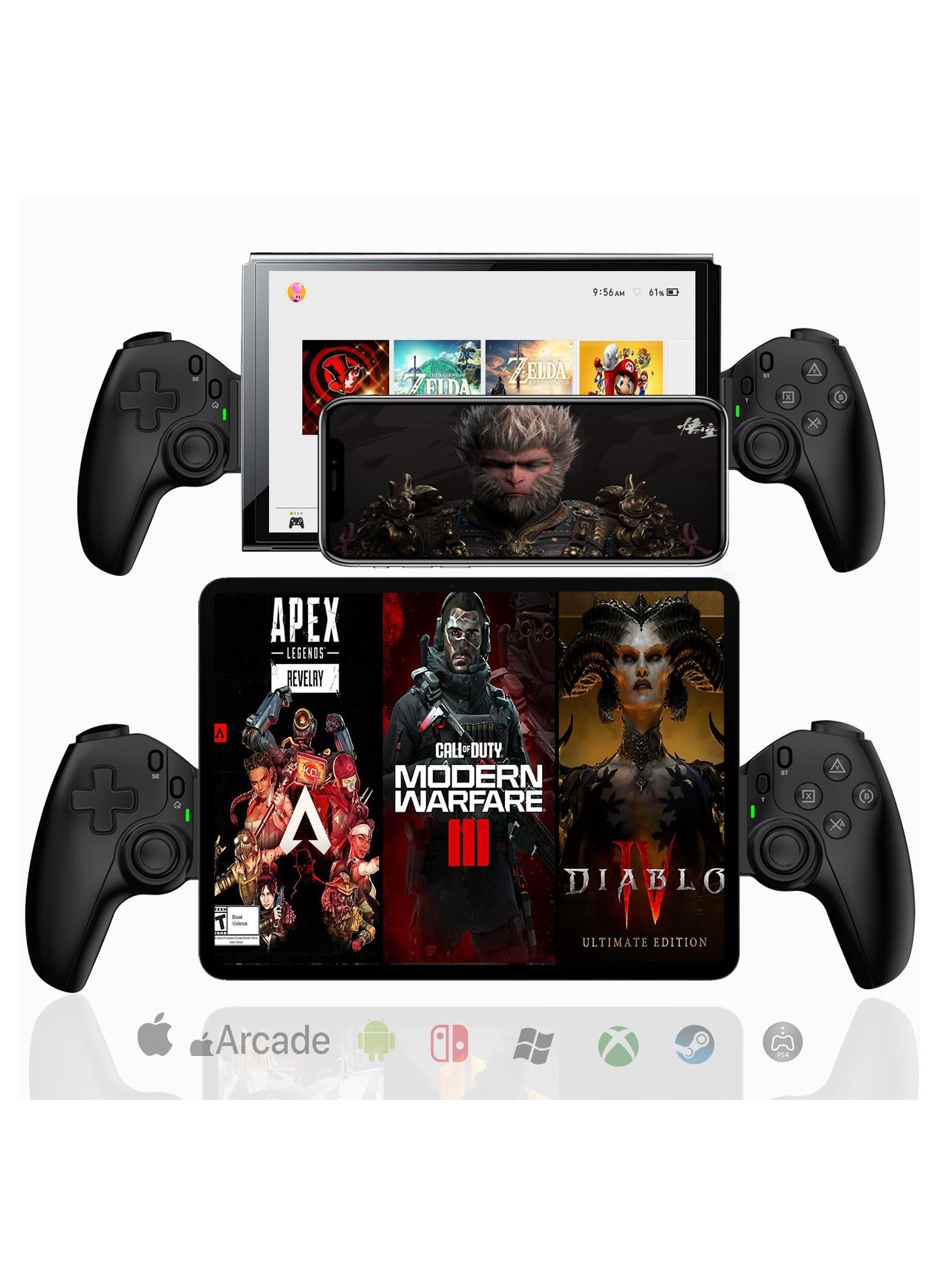 Compare D9 Mobile Game Controller Telescopic Gamepad Joystick with Turbo 6axis Gyro Vibration Black at KSA Price