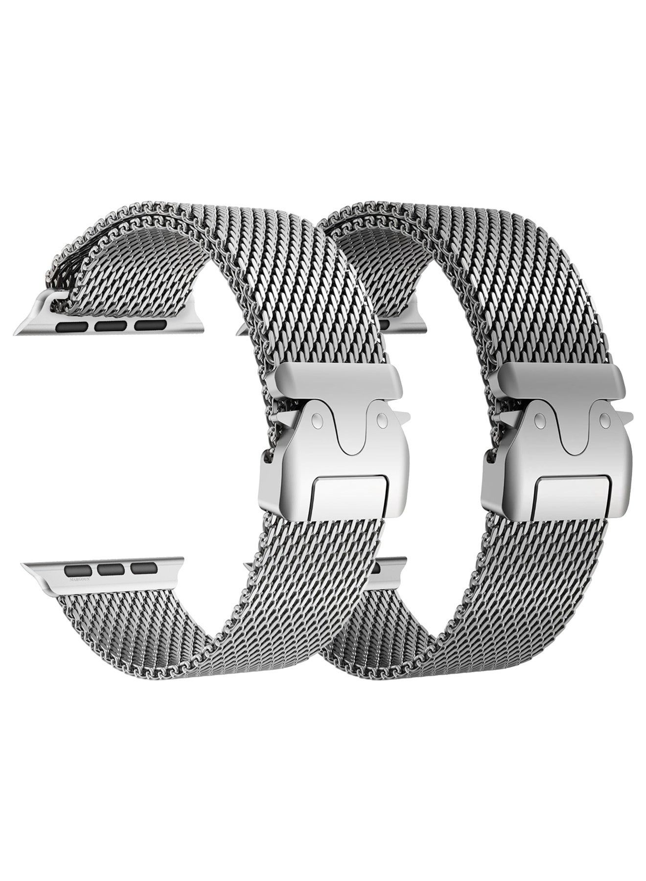 Compare 2Packs Milanese Loop for Apple Watch Band Ultra 2 Band Ultra 49mm 46mm 45mm 44mm, ParachuteStyle Buckle Stainless Steel Mesh Metal Band for iWatch Series 101 SE  Silver and Natural Titanium at KSA Price