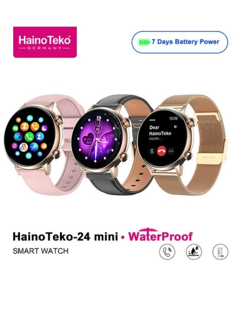 Compare Mini Smartwatch Waterproof Super Slim AMOLED Display, Bluetooth Calling Smart Watch with 3 Pairs of Straps, Wireless Charging, Stylish Compact Design for Men and Women at KSA Price