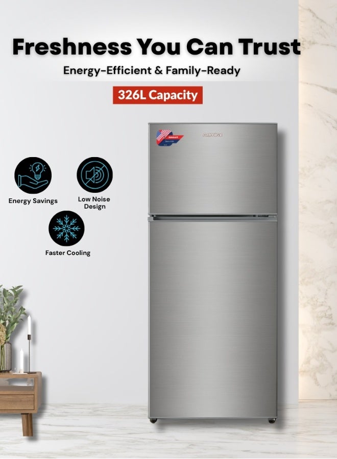 Compare TM Refrigerator – 326 Litres Gross  251 Litres Net Capacity | Energy Efficient R600a Refrigerant, Adjustable Shelves, LED Lighting, Low Noise Operation, Modern Design for Homes & Offices ADTM35HSP Silver at KSA Price