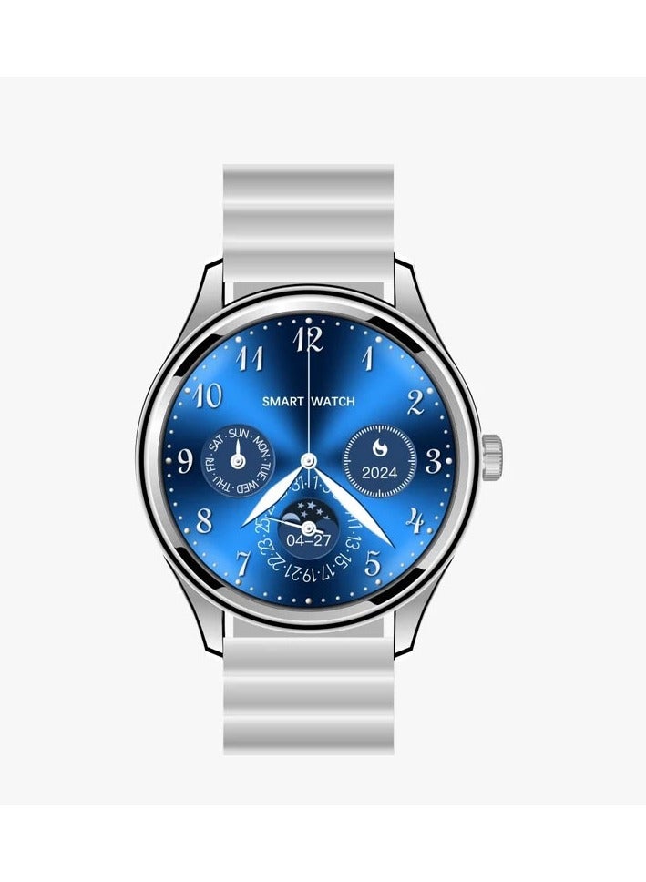 Compare Hommtel GT5 Ultrabithin Smartwatch 1.53 Inch Real AMOLED Display 7.8mm Thickness With 3 Pair Straps and Wireless Charger For Gents and Boys Silver at KSA Price