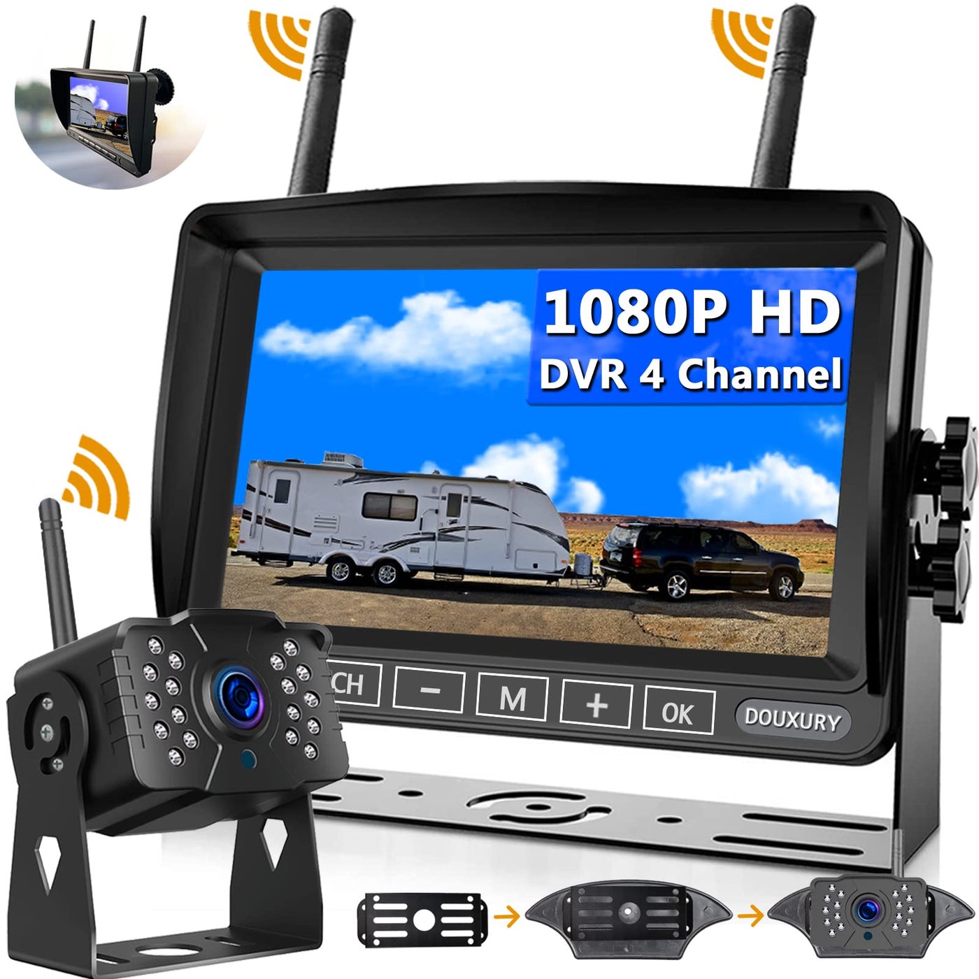 Wireless RV Backup Camera DOUXURY IP69 Waterproof…