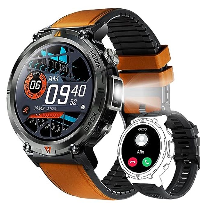 Compare Military Smart Watch For Men With Led Flashlight 1.45 Rugged 3Atm Waterproof Smart Watch With 100+ Sports Modes Fitness Tracker With Heart Rate Sleep Monitor Tactical Smartwatch For Iphone Android at KSA Price