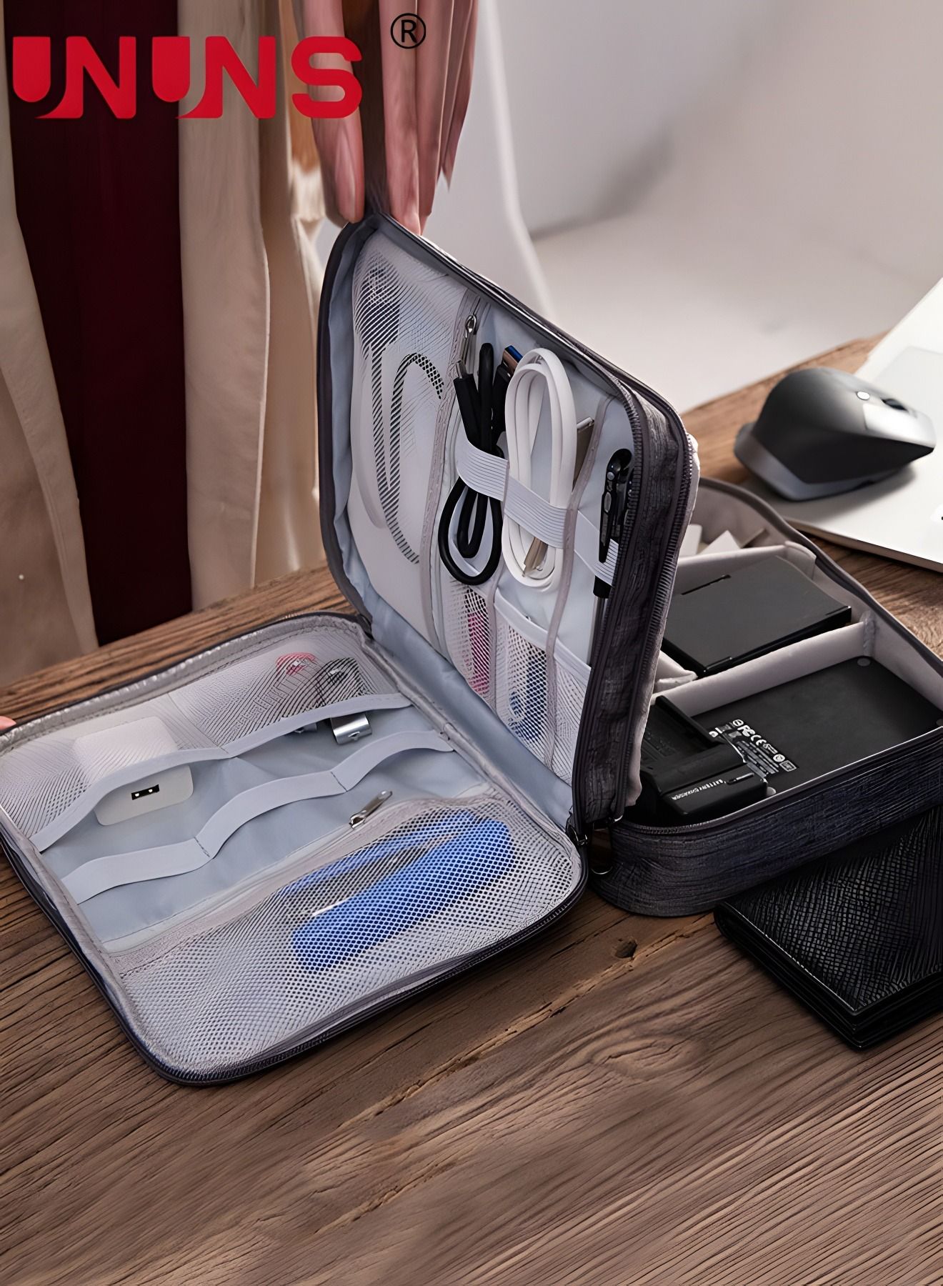 Compare Electronic Bag,3Layer Waterproof Travel Cable Accessorie Bag With 4 Removable Division For Cable,Cord,Charger,Phone,Adapter,Power Bank,Hard Drives at KSA Price