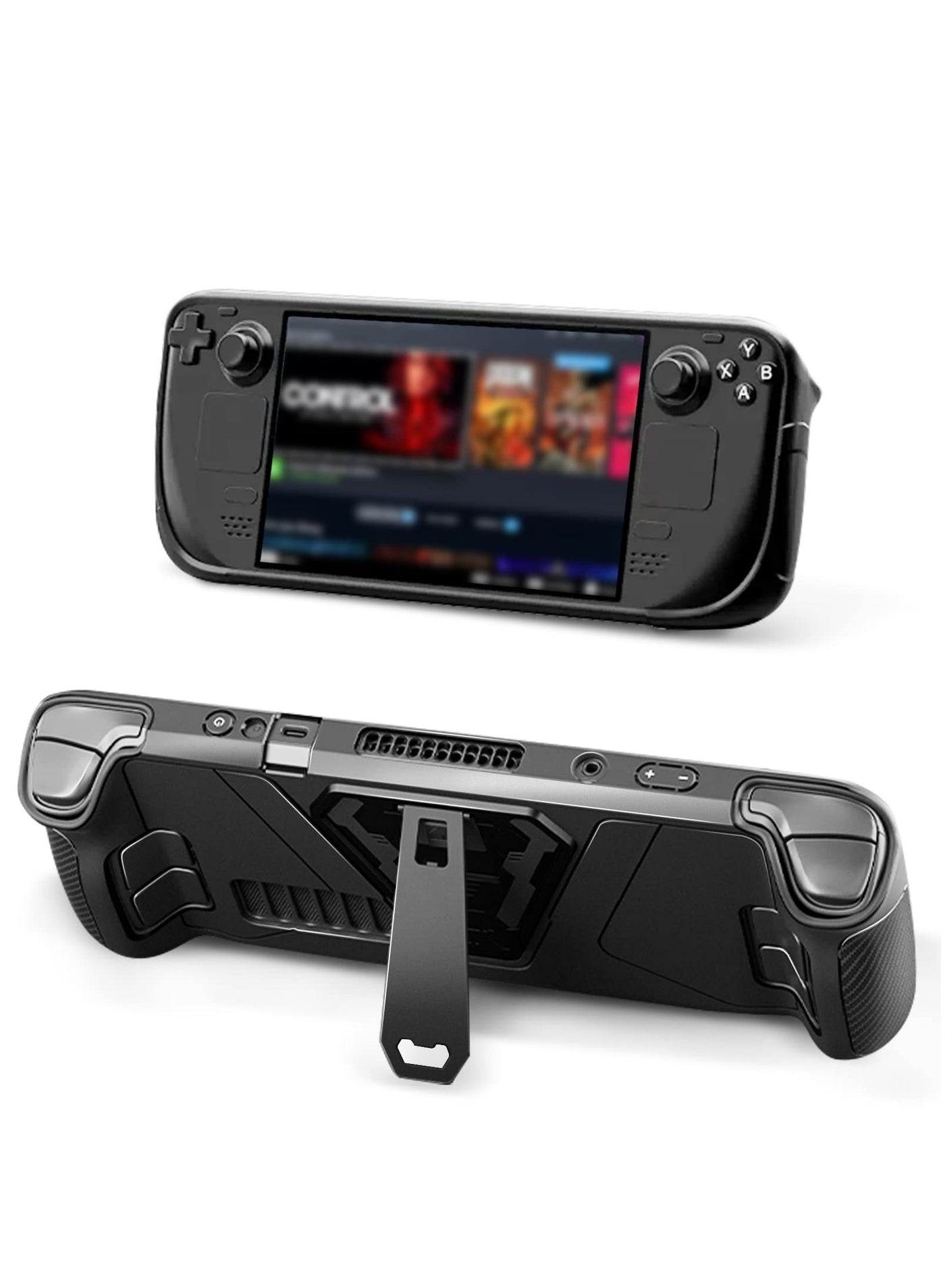 Compare Protective Case for Steam Deck with Kickstand, Accurate Cutouts TPU Cover for Steam Deck, AntiSlip Comfort Shockproof Protector Grip Shell for Steam Deck Black at KSA Price