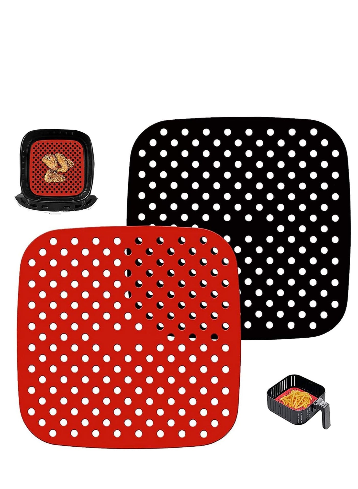 Compare NonStick Silicone Air Fryer Mats Reusable Fryer Liners ¨C 7.5 Inch Square Accessories for COSORI 3.4 3.7 QT CHEFMAN BELLA PRO and MORE | BPA Free 2Pack at KSA Price