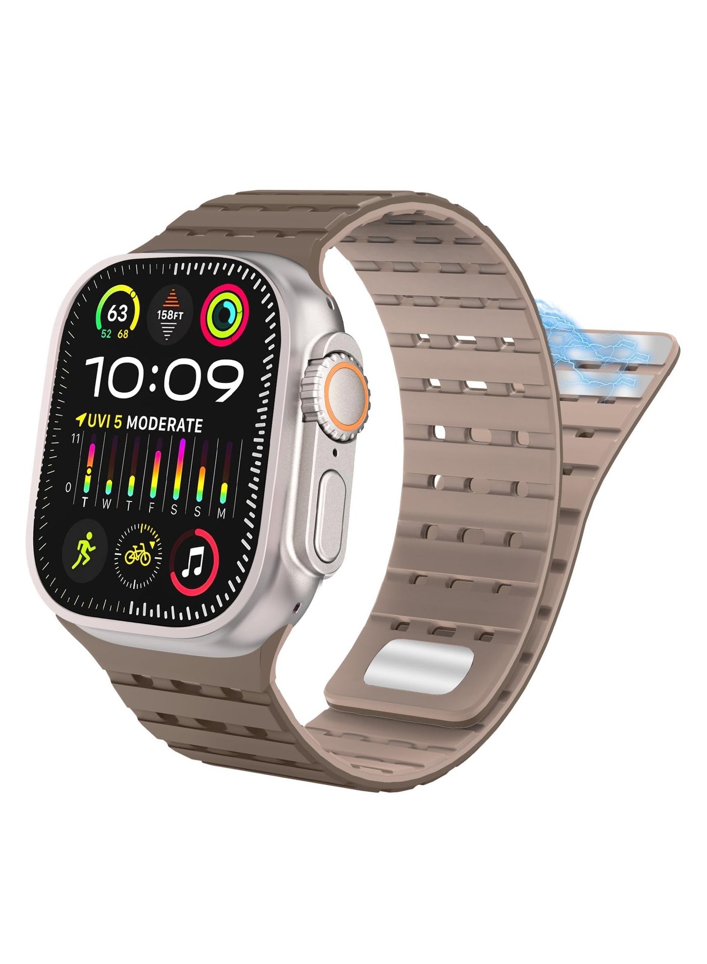 Compare Magnetic Sport Band For Apple Watch Band 49mm 45mm 44mm 42mm for Men Women, Soft Silicone Replacement Breathable Band at KSA Price