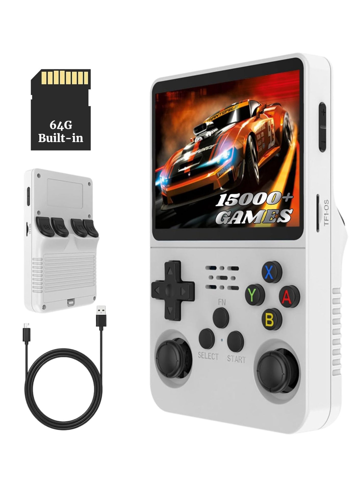 Compare R36S Game Console 3.5 Inch Portable Retro Game Console Builtin 15000+ Games With Open Source Linux System With 64GB Memory Card Video Games Console 3500mAh Battery IPS Screen Toys And Games For Kids And Adults White at KSA Price