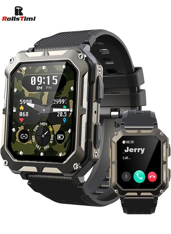 Compare Military Smart Watch for Men, Bluetooth Rugged Smart Watch, Bluetooth Call, AI Voice Assistant with HR Monitor Black at KSA Price