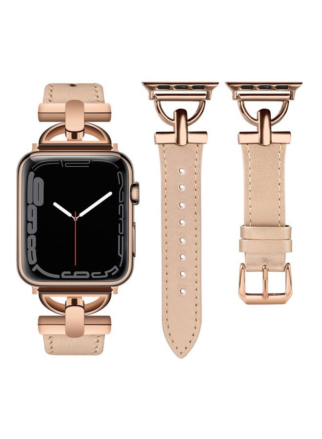 Compare Leather Band Compatible with Apple Watch Bands Women 41mm 40mm 38mm 49mm 46mm 45mm 44mm 42mm, Fancy Dressy Strap for iWatch Series 10 9 8 Ultra SE 7 6 5 4 3 2 1,Rose GoldRose Gold at KSA Price