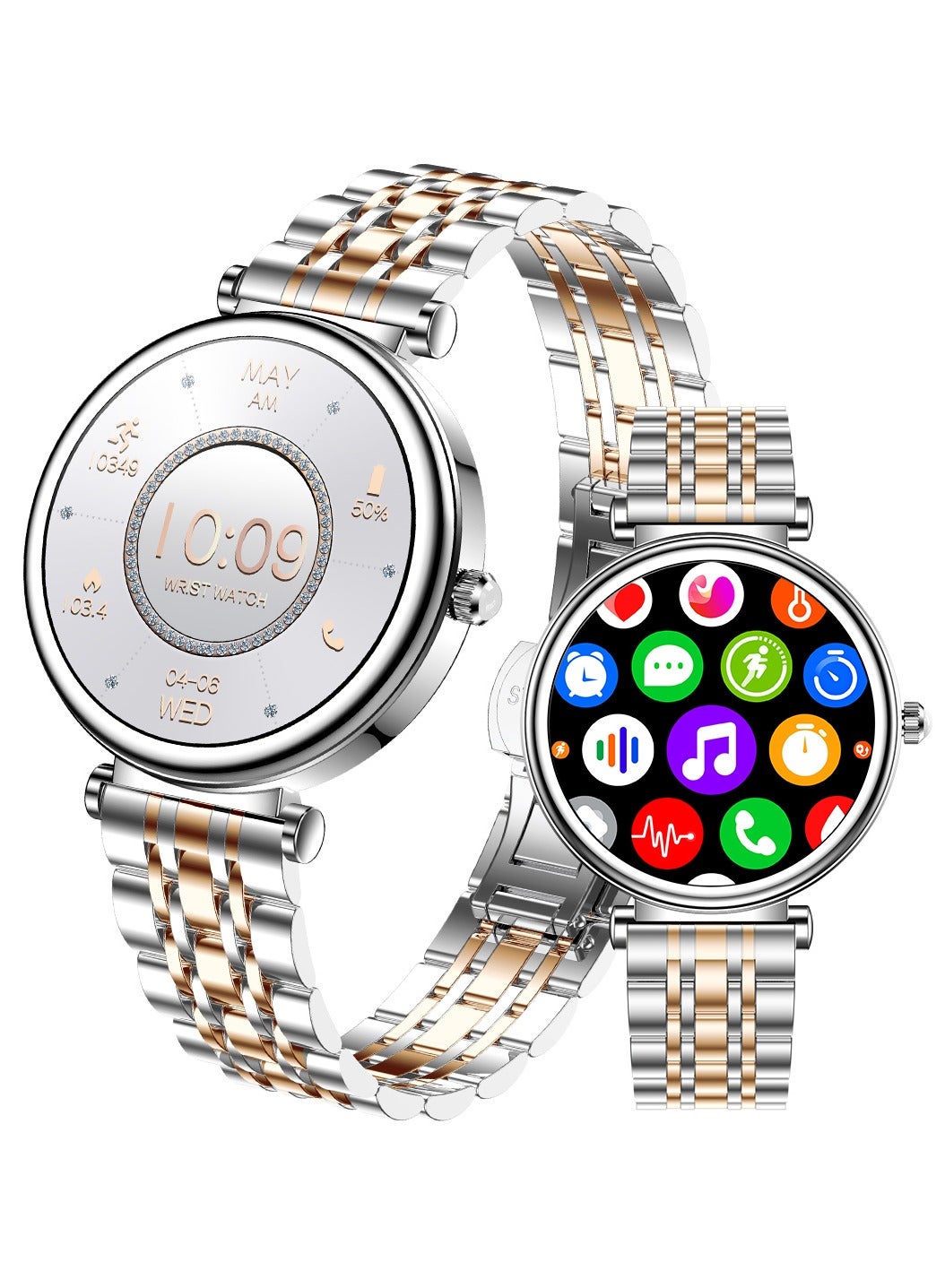 Compare Ladies Smartwatch, 1.27 HighDefinition Touch Screen Watch, Waterproof Smart Watch, Exquisite Appearance Premium Business Watch, Stylish Design Commuter Watch, RTi109 TwoColor Dial Silver Smart watch at KSA Price