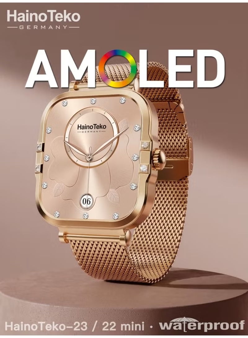Compare 22 Mini Waterproof Smart Watch for Ladies with AMOLED Display, 7Day Battery, 3 Interchangeable Straps, Heart Rate & Sleep Monitoring, MultiSport Modes – Lightweight Stylish Design for Fitness, Daily Wear & Travel – Women at KSA Price